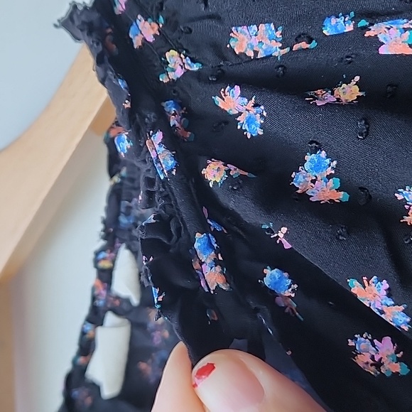 Gap Neon Floral Print Tiered Gathered Blouse Top - Picture 5 of 8